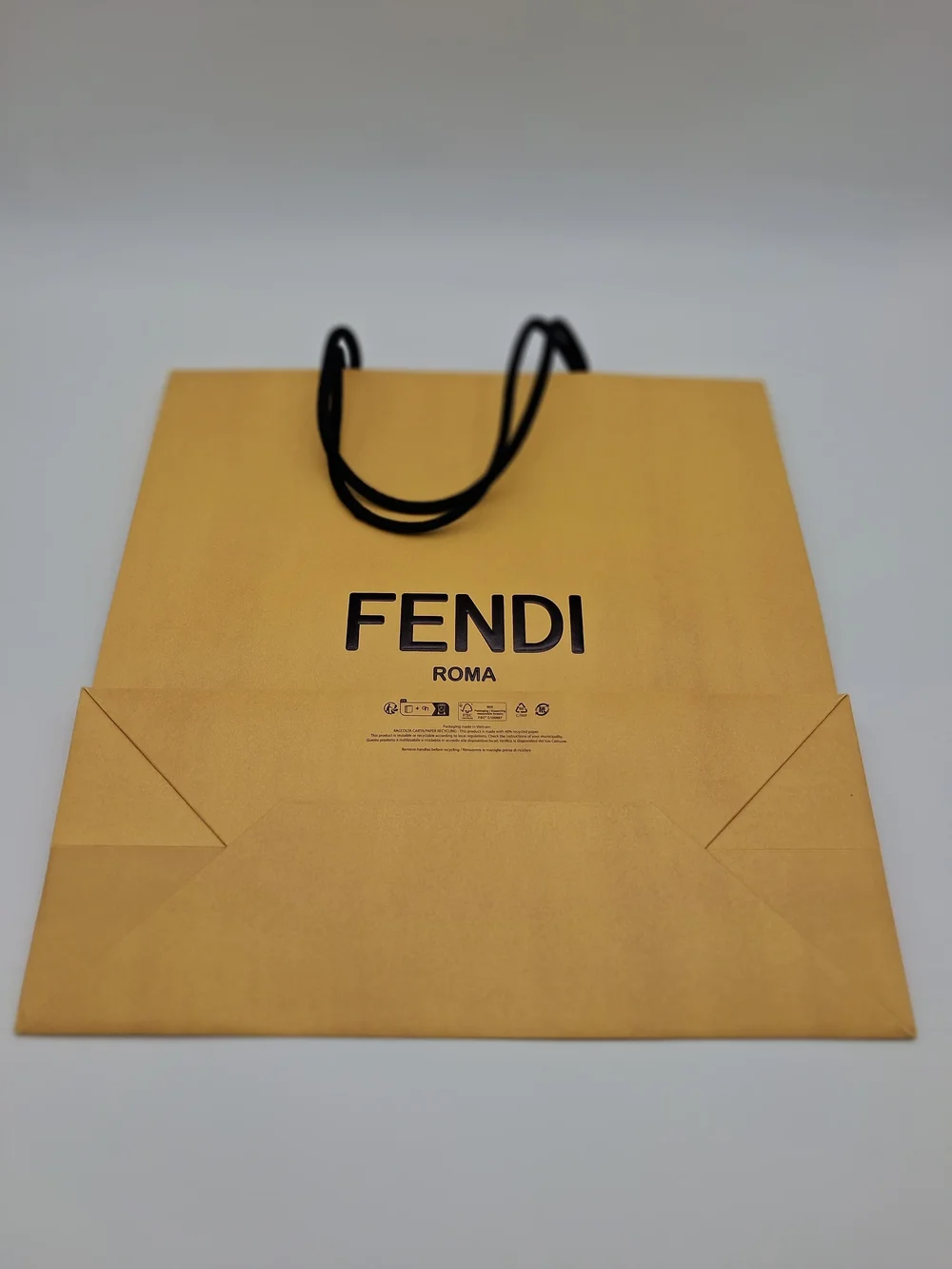 FENDI ROMA Yellow Black Logo Luxury Shopping Gift Bag Designer Packaging